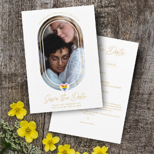 Reserve A Data Casamento de Gay LGBT Lésbica com Oração Oval