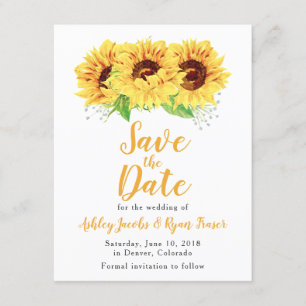 Reserve A Data Casamento de Girassol Salva a Data Aquarela Floral