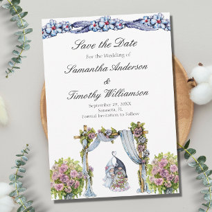 Reserve A Data Casamento de Gnomos da Floresta Floral Escandinavo