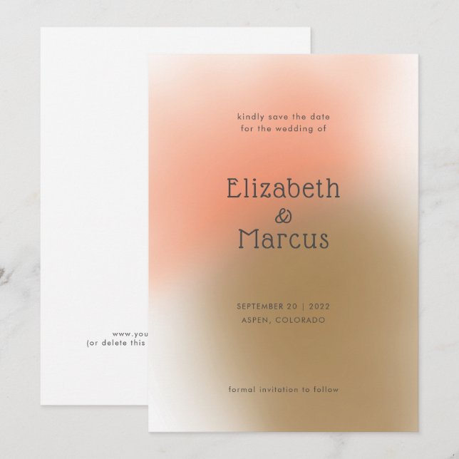 Reserve A Data Casamento de Gradiente de Pêssego Apricot Moderno  (Frente/Verso)