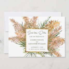 Reserve A Data Casamento de Grama Floral Watercolor Pampas