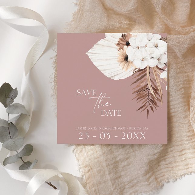 Reserve A Data Casamento de Grass Boho Dusty Pink White Pampas (Criador carregado)