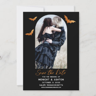 Reserve A Data Casamento de Halloween do Bats Arch Salva a Data