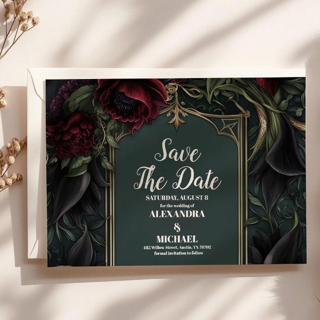 Reserve A Data Casamento de Halloween Gótico do Rosa vermelha (Criador carregado)