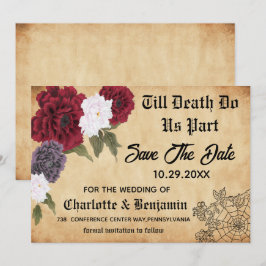 Reserve A Data Casamento de Halloween Gótico Vintage Salve a Data