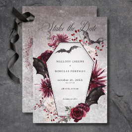 Reserve A Data Casamento de Halloween Rustic Black & Burgundy