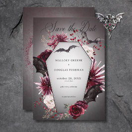 Reserve A Data Casamento de Halloween Rustic Black & Burgundy