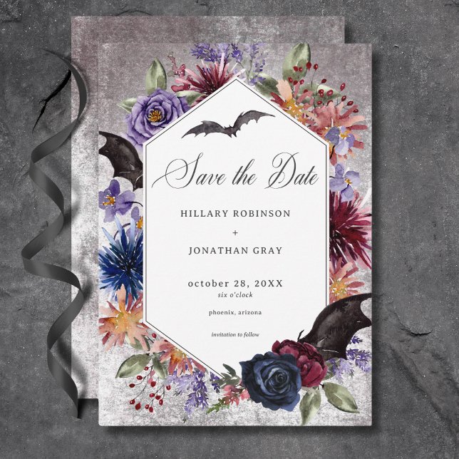 Reserve A Data Casamento de Halloween Rustic Colors (Rustic Gothic Colors Halloween Wedding Save The Date)