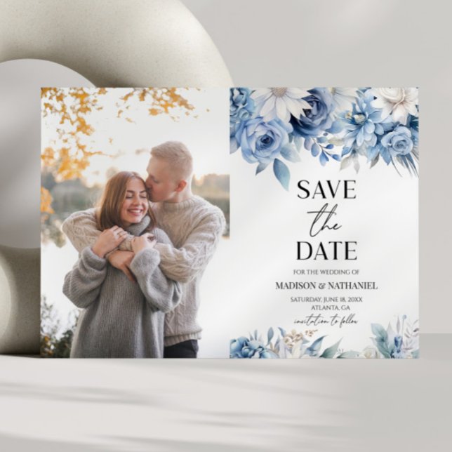 Reserve A Data Casamento de Imagem Personalizada de Flor Azul Dus (Criador carregado)