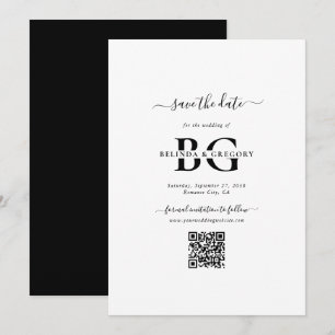 Reserve A Data Casamento de Iniciais de Monograma Branco e Preto