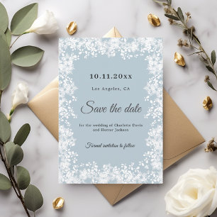 Reserve A Data Casamento de inverno azul poeirento com flocos de