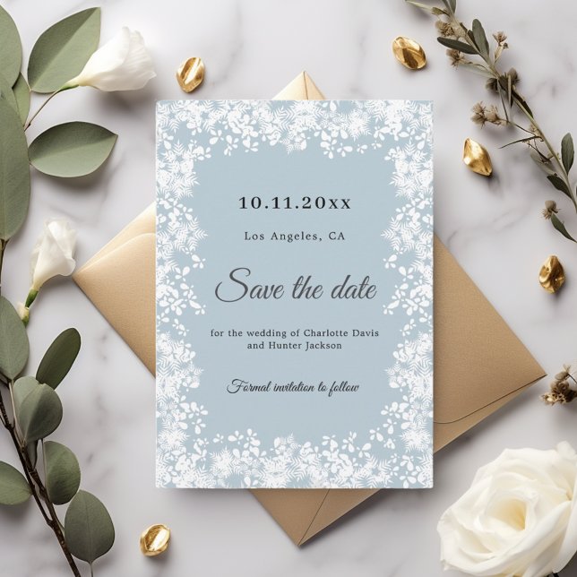 Reserve A Data Casamento de inverno azul poeirento com flocos de  (Criador carregado)