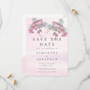 Reserve A Data Casamento de Inverno com Aquarela de Pinhas, Pássa