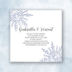 Reserve A Data Casamento de Inverno com Floco de Neve Azul Salve 