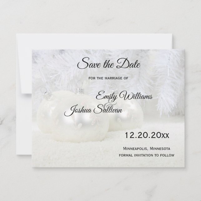 Reserve A Data Casamento de Inverno com Natal Branco (Frente)