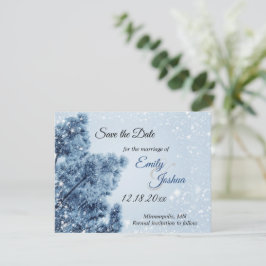 Reserve A Data Casamento de Inverno com Neve e Pinheiro