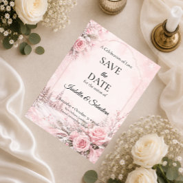 Reserve A Data Casamento de Inverno com Toque Romântico de Rosa