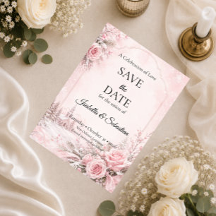 Reserve A Data Casamento de Inverno com Toque Romântico de Rosa