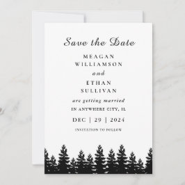 Reserve A Data Casamento de Inverno Minimalista Moderno Preto e B