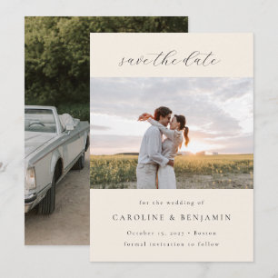 Reserve A Data Casamento de Ivory Script Minimalista Elegante Dua