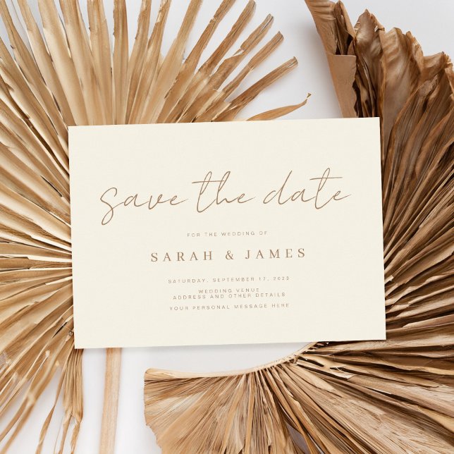 Reserve A Data Casamento de Ivory Tan Moderno Minimalista (Criador carregado)
