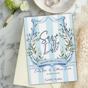 Reserve A Data Casamento de Jardim com Listra Azul empoeirado no