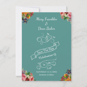 Reserve A Data Casamento de Jardim de Aquarela Floral Elegante