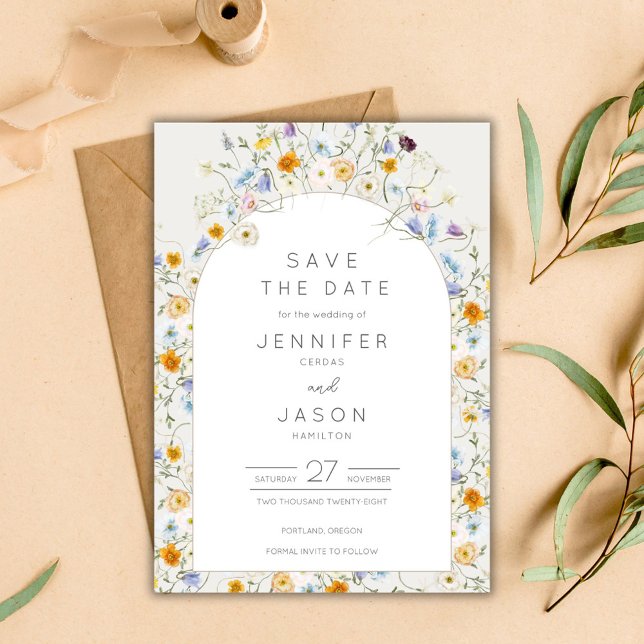 Reserve A Data Casamento de Jardim de Flores Selvagens (Wildflower Garden Wedding Save The Date)