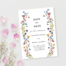 Reserve A Data Casamento de Jardim de Flores Selvagens Elegante