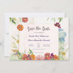 Reserve A Data Casamento de Jardim de Flores Silvestres com Aquar
