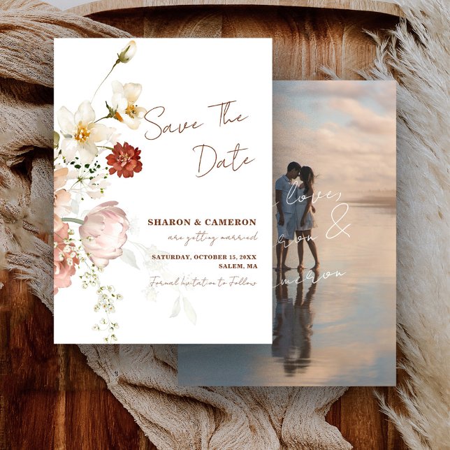 Reserve A Data Casamento de Jardim Floral Boho Rústico (Criador carregado)