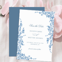 Reserve A Data Casamento de Jardim Floral Clássico Dusty Blue Vin