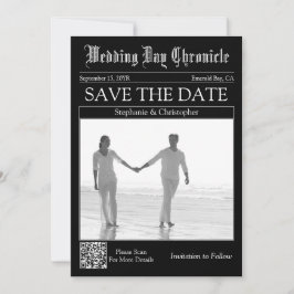 Reserve A Data Casamento de Jornal 1 Foto Código QR Salve a Data