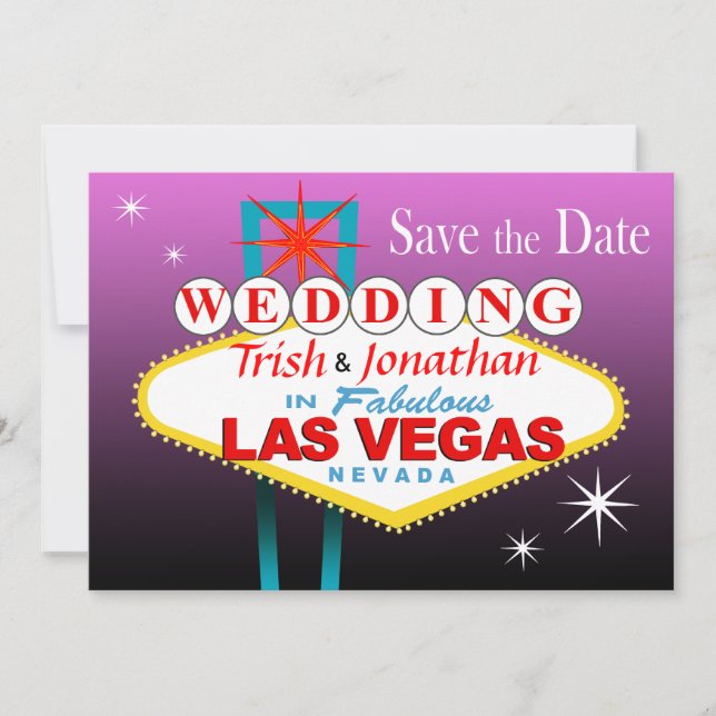 Reserve A Data Casamento de Las Vegas Salve a data - roxo (Frente)