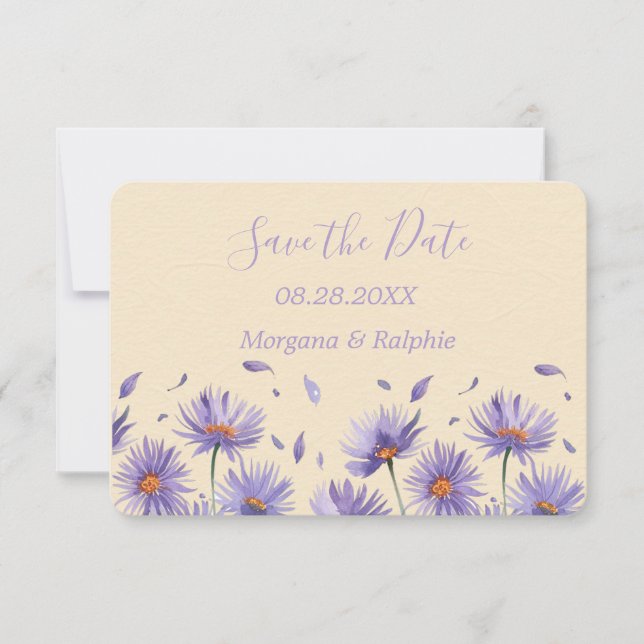 Reserve A Data Casamento de lavanda Bloom Wildflower (Frente)