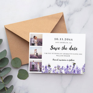 Reserve A Data Casamento de lavanda de colagem com roxo