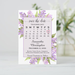 Reserve A Data Casamento de Lavanda de Lilases e Calendários