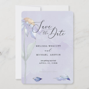 Reserve A Data Casamento de Lavanda de margarida azul roxa
