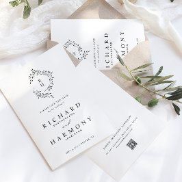 Reserve A Data Casamento de Leaf Wreath Monograma Minimalista Ele