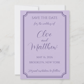 Reserve A Data Casamento de Lilac e Lavanda
