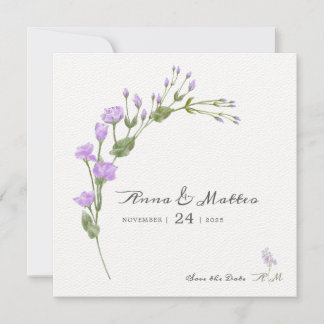 Reserve A Data Casamento de lilás floral minimalista Save The Dat