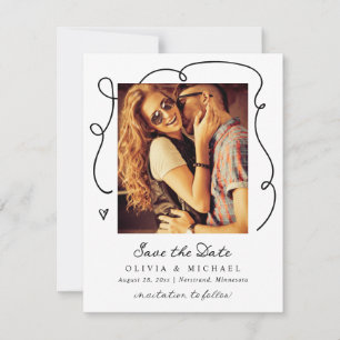 Reserve A Data Casamento de Linhas Onduladas Escrita Simples Mode