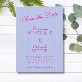 Reserve A Data Casamento de Listra Rosa Azul Rosa Retro Rosa Vibr