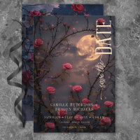 Casamento de Lua e Rosas vermelhas Gótico Negra