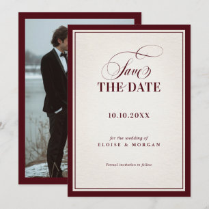 Reserve A Data Casamento de Luxo Burgundy Formal Moderno com Dinh