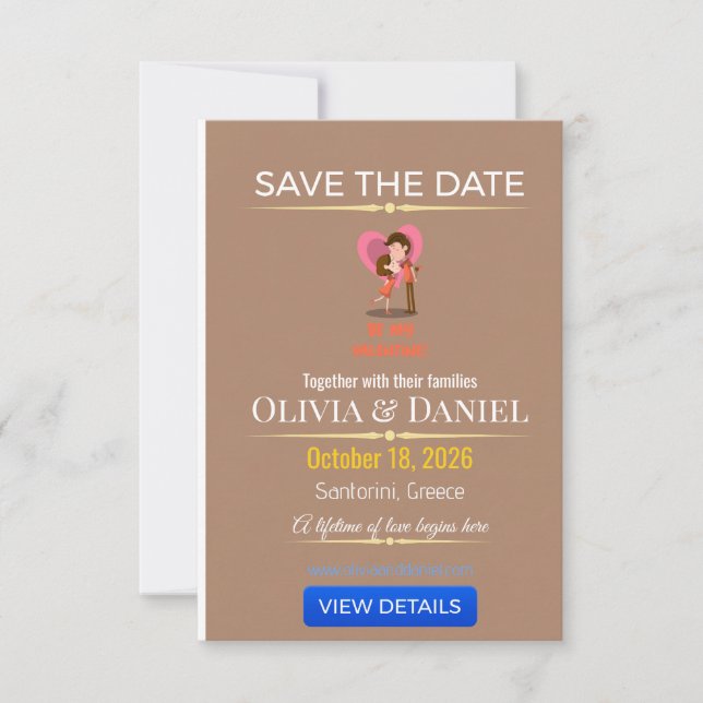Reserve A Data Casamento de Luxo em Destino Save The Date (Frente)
