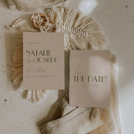 Reserve A Data Casamento de Luxo Retro em Verde Oliva Clássico