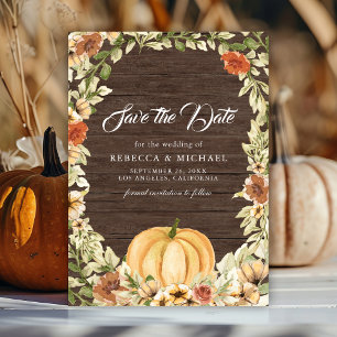 Reserve A Data Casamento de Madeira com Pumpkin Pumpkin Floral Te