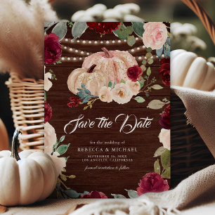 Reserve A Data Casamento de Madeira de Pumpkin Floral Pumpkin Bur