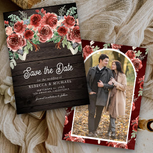 Reserve A Data Casamento De Madeira Floral Rustic Marsala